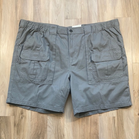 Price Firm Croft & barrow side elastic CARGO gray short cotton men size 52 - Picture 3 of 15